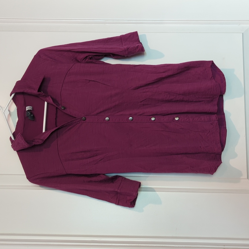 Pink Ibex wool button down half sleeve shirt xs